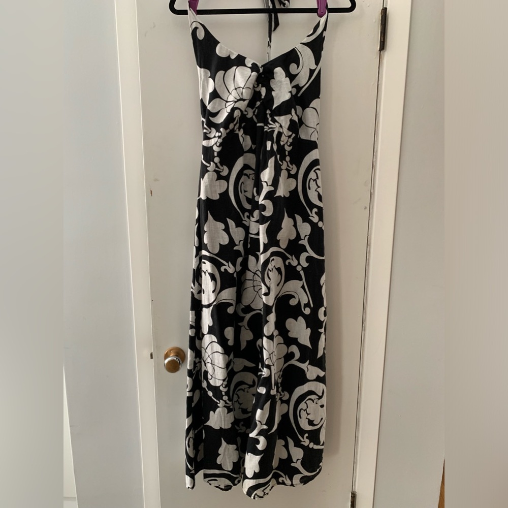 Linen/cotton blend maternity halter dress